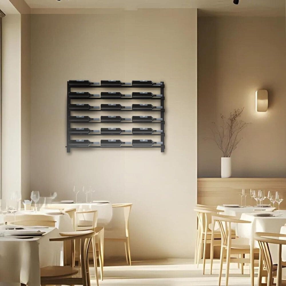 HOMLUX Modern 18-Bottle Metal Wall Mounted Wine Rack in Black, , large