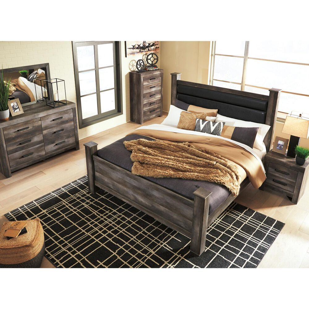Ashley Wynnlow King Poster Bed in Gray, , large