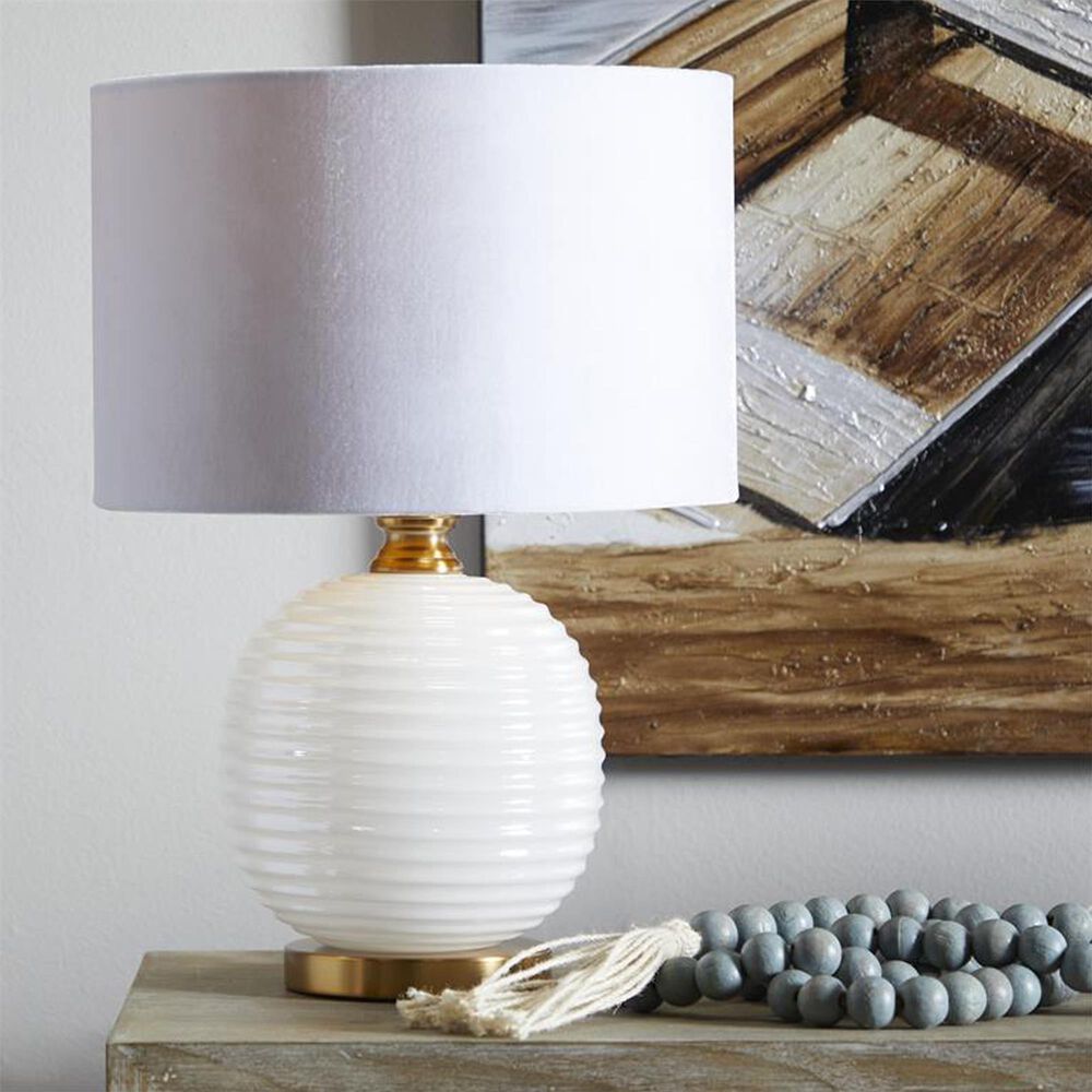 Maple and Jade Modern Accent Lamp in White and Gold, , large
