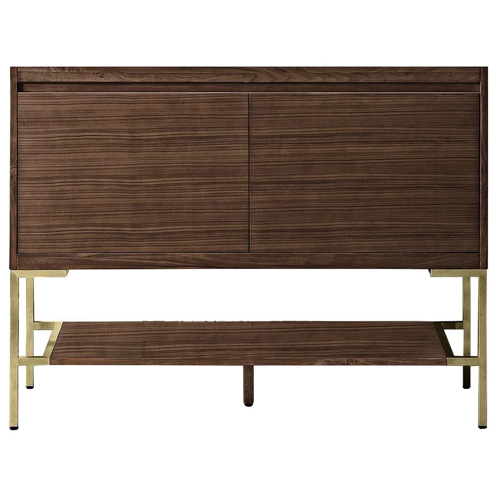 James Martin Vanities Mantova 47.3" Single Vanity Cabinet in Mid-Century Walnut and Champagne Brass, , large