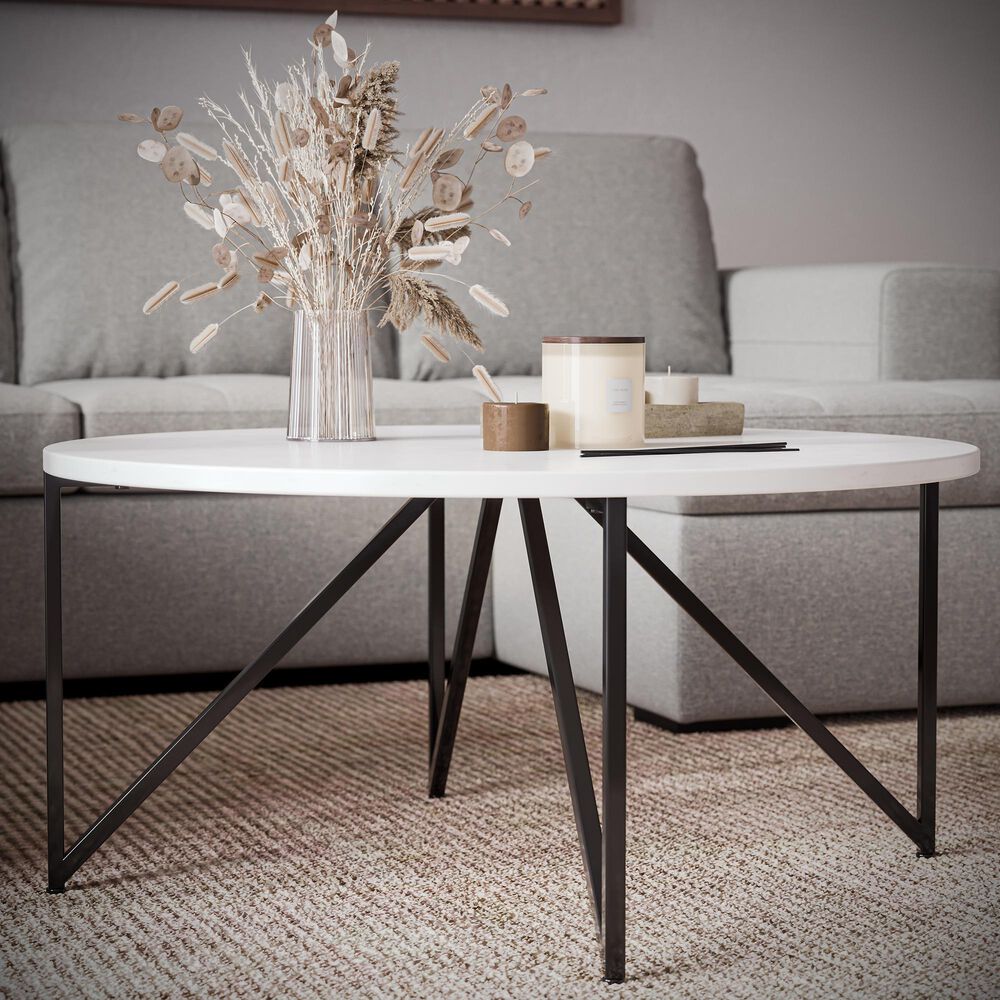 37B Cedric Cocktail Table in Seashell with Gunmetal Base, , large