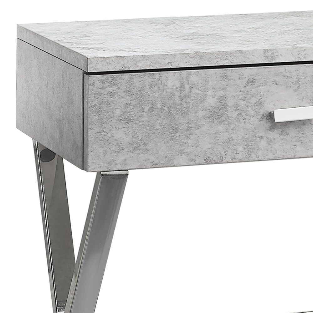 Monarch Specialties 24&quot; Accent Table in Grey Cement and Chrome, , large