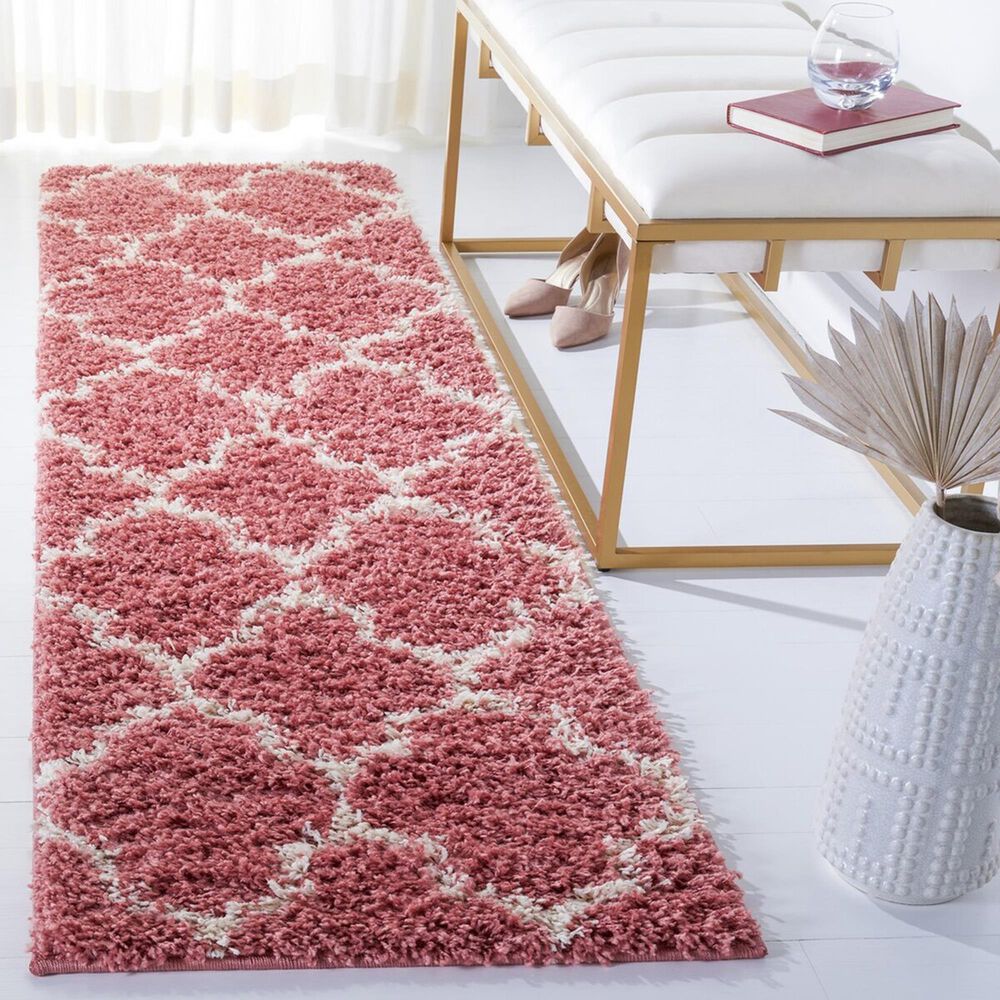Safavieh Venus Shag VNS524U 2&#39;2&quot; x 8&#39; Pink and Ivory Runner, , large