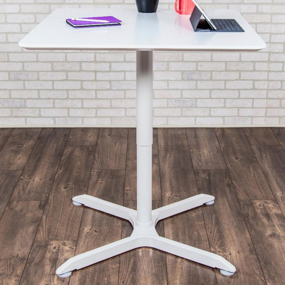 Luxor 36" Square Pneumatic Adjustable Cafe Table in White, , large
