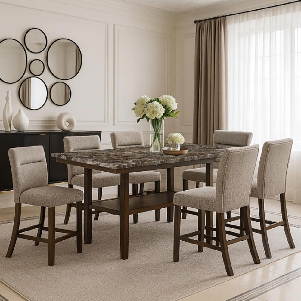 Modern Market 7-Piece Rectangular Dining Set in Black and Dark Brown, , large