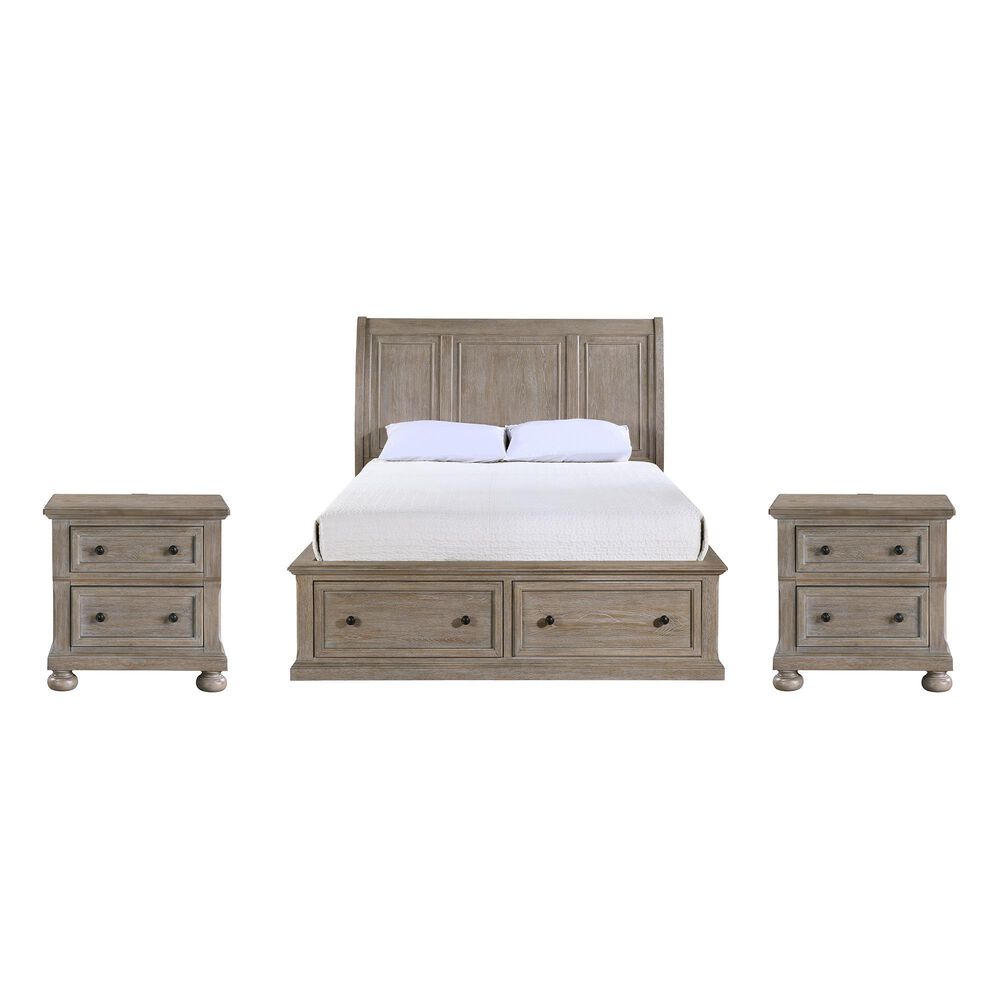 Davis International Queen Storage Bed and Two Nightstands in Taupe, , large