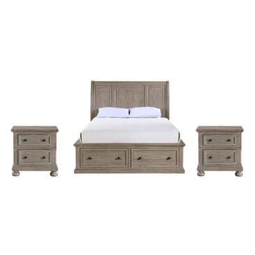 Davis International Queen Storage Bed and Two Nightstands in Taupe, , large