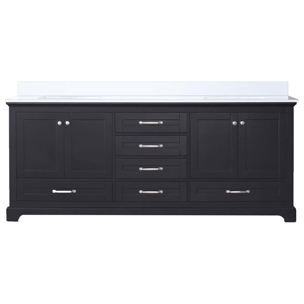 Lexora Home Dukes 80&quot; Double Bathroom Vanity in Espresso with 2 cm White Quartz Top and Rectangular Sinks, , large