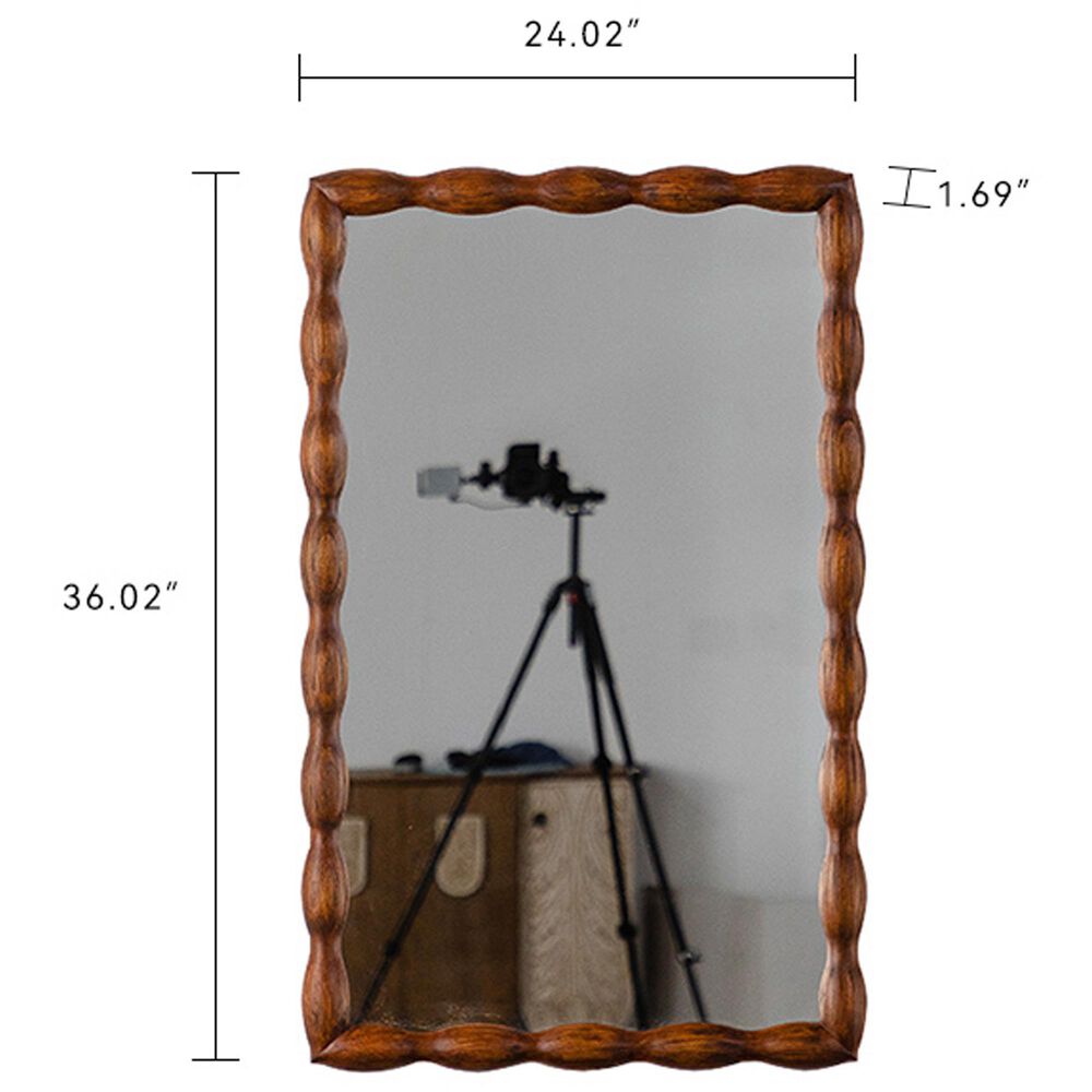 Hearth and Haven Rectangular Wall Mirror with Wood Frame in Natural Wood, , large