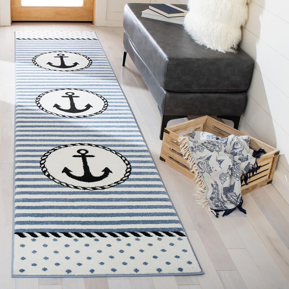 Safavieh Carousel 2&#39;3&quot; x 10&#39; Ivory and Navy Kids Runner, , large