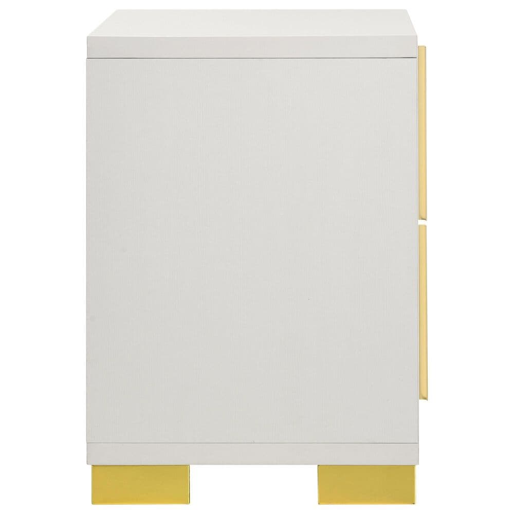 Pacific Landing Marceline 2-Drawer Nightstand in White and Gold, , large