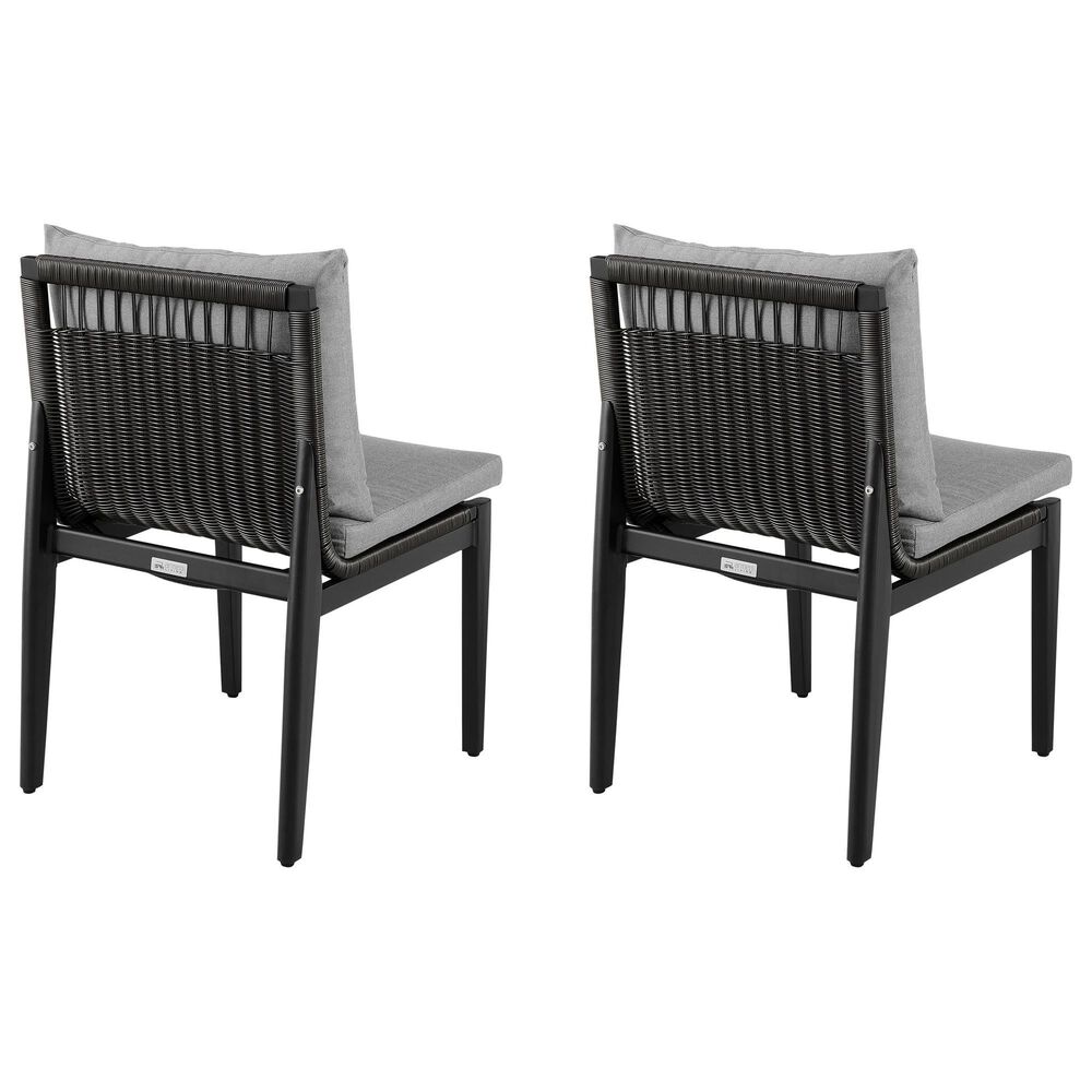 Blue River Cayman Outdoor Dining Side Chair with Dark Grey Cushion in Black (Set of 2), , large