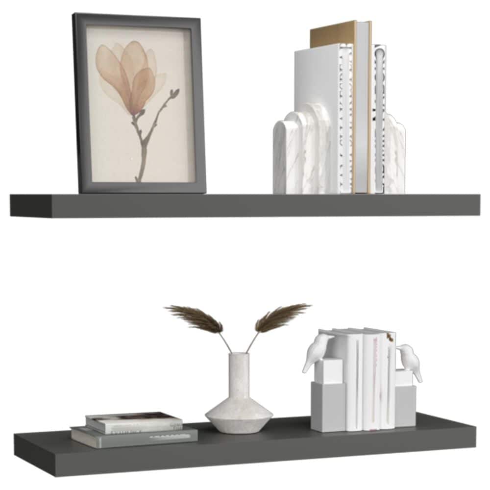 Hearth and Haven Ecco32" Floating Wall Shelf with Space-Saving Design in Gray (Set of 2), , large