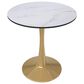 Leisuremod Bristol 24" Round Dining Table with MDF Top in Gold and Marbled White - Table Only, , large