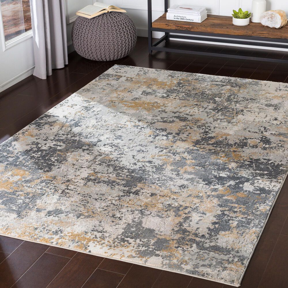 Surya Aisha 10&#39; x 14&#39; Charcoal, Gray, Light Gray and Mustard Area Rug, , large