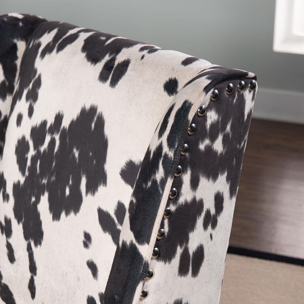 Linon Home Decor Draper Office Chair with Black and White Cow Cushion in Chrome, , large