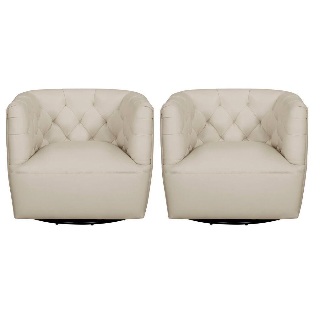 Italiano Furniture Cambria Mira Swivel Chair in Taupe (Set of 2), , large