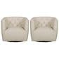 Italiano Furniture Cambria Mira Swivel Chair in Taupe (Set of 2), , large