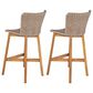 Hearth and Haven Lymington Outdoor Wicker Barstool with Teak Frame in Light Brown (Set of 2), , large