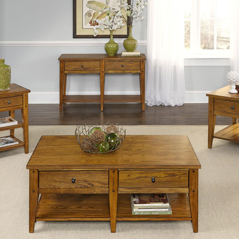 Belle Furnishings Lake House Sofa Table in Medium Brown, , large