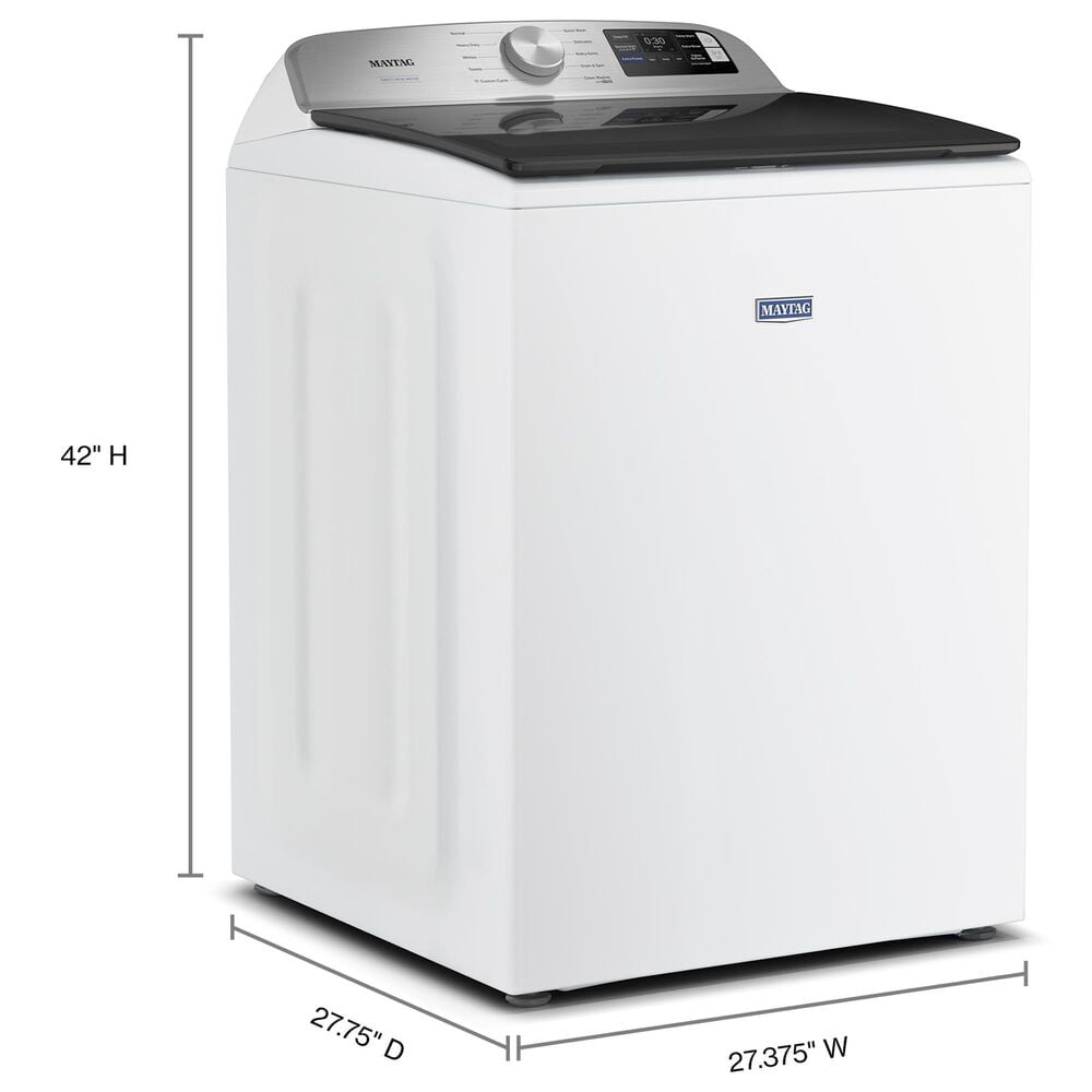 Maytag 5.2 Cu. Ft. Smart Top Load Washer and 7.4 Cu. Ft. Smart Electric Top Load Dryer Laundry Pair in White, , large