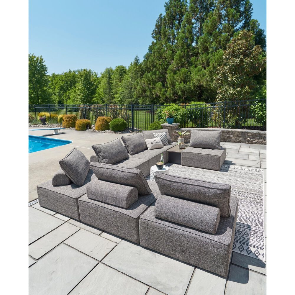 Ashley Bree Zee 8-Piece Outdoor Conversation Set with End Table in Brown, , large