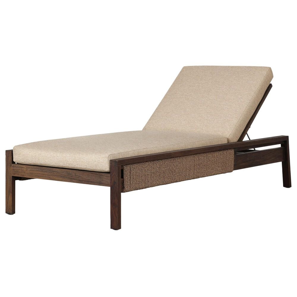 Four Hands Brio Outdoor Chaise Lounge in Ellor Beige and Stained Saddle Brown, , large