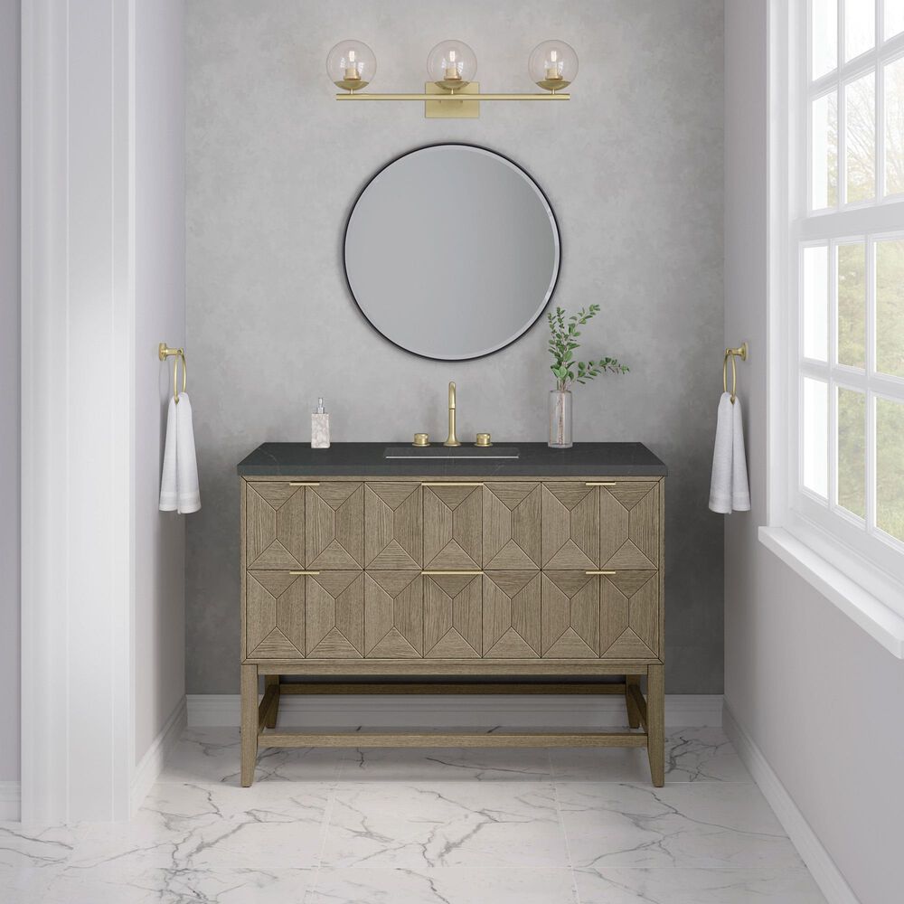 James Martin Vanities Emmeline 48&quot; Single Vanity in Pebble Oak with 3 cm Charcoal Soapstone Quartz Top, , large