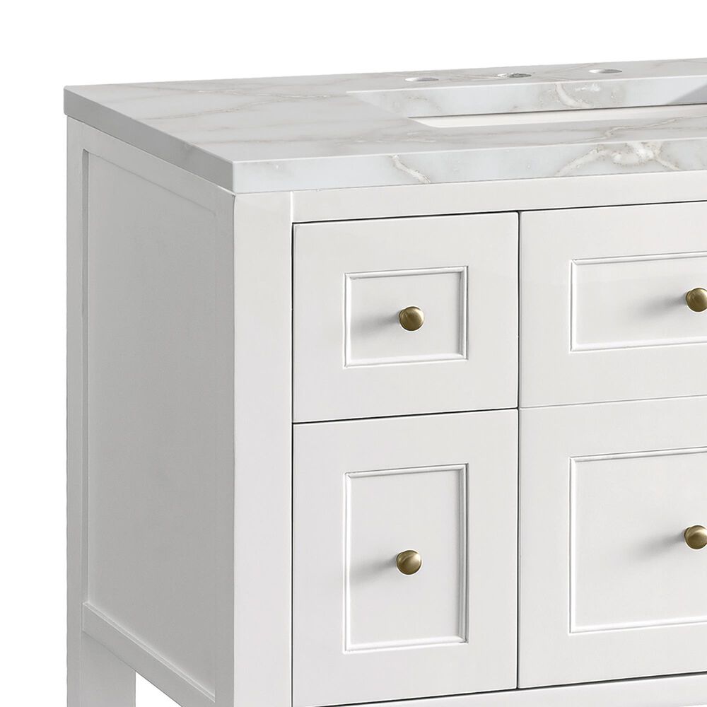 James Martin Vanities Breckenridge 72" Double Bathroom Vanity in Bright White with 3 cm Eternal Jasmine Pearl Silestone Top, Rectangular Sinks and FreePower Wireless Charger, , large