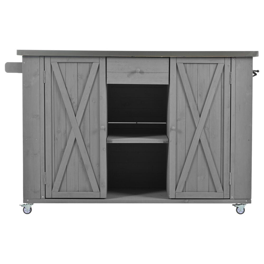 Hearth and Haven Outdoor Kitchen Island with Stainless Steel Top in Grey, , large