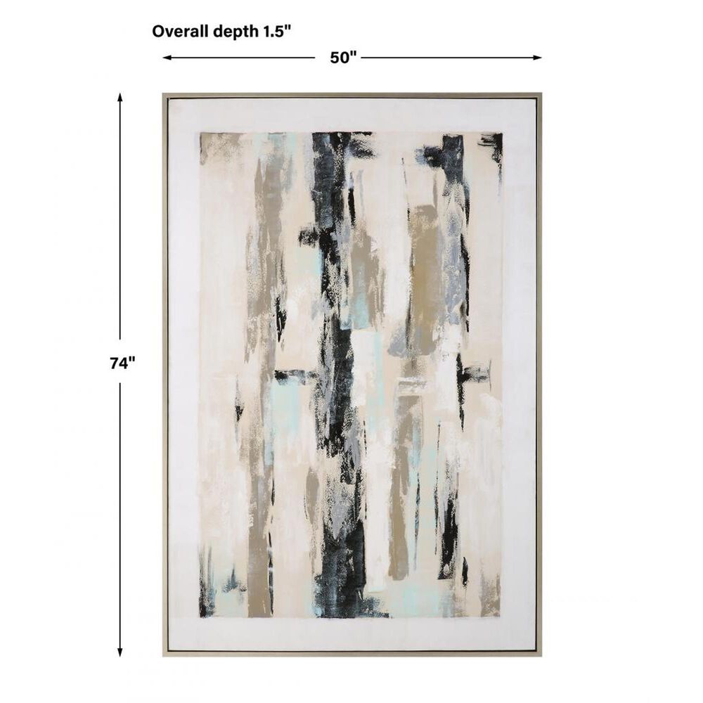 Uttermost Placidity 74&quot; x 50&quot; Abstract Art in Blue, Navy and Silver, , large