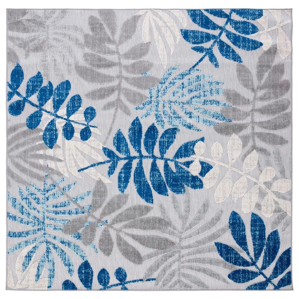 Safavieh Cabana CBN814F 6"7" Square Grey and Blue Indoor/Outdoor Area Performance Rug, , large