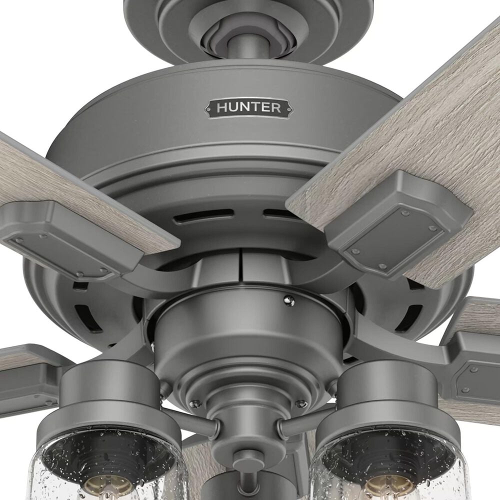 Hunter Hartland 44&quot; Ceiling Fan with LED Lights in Matte Silver, , large