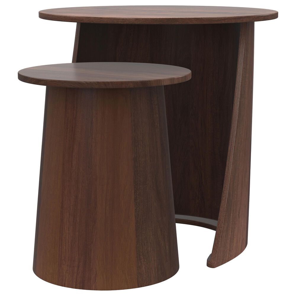 Coaster Yency 2-Piece Round Nesting Table Set in Dark Brown, , large