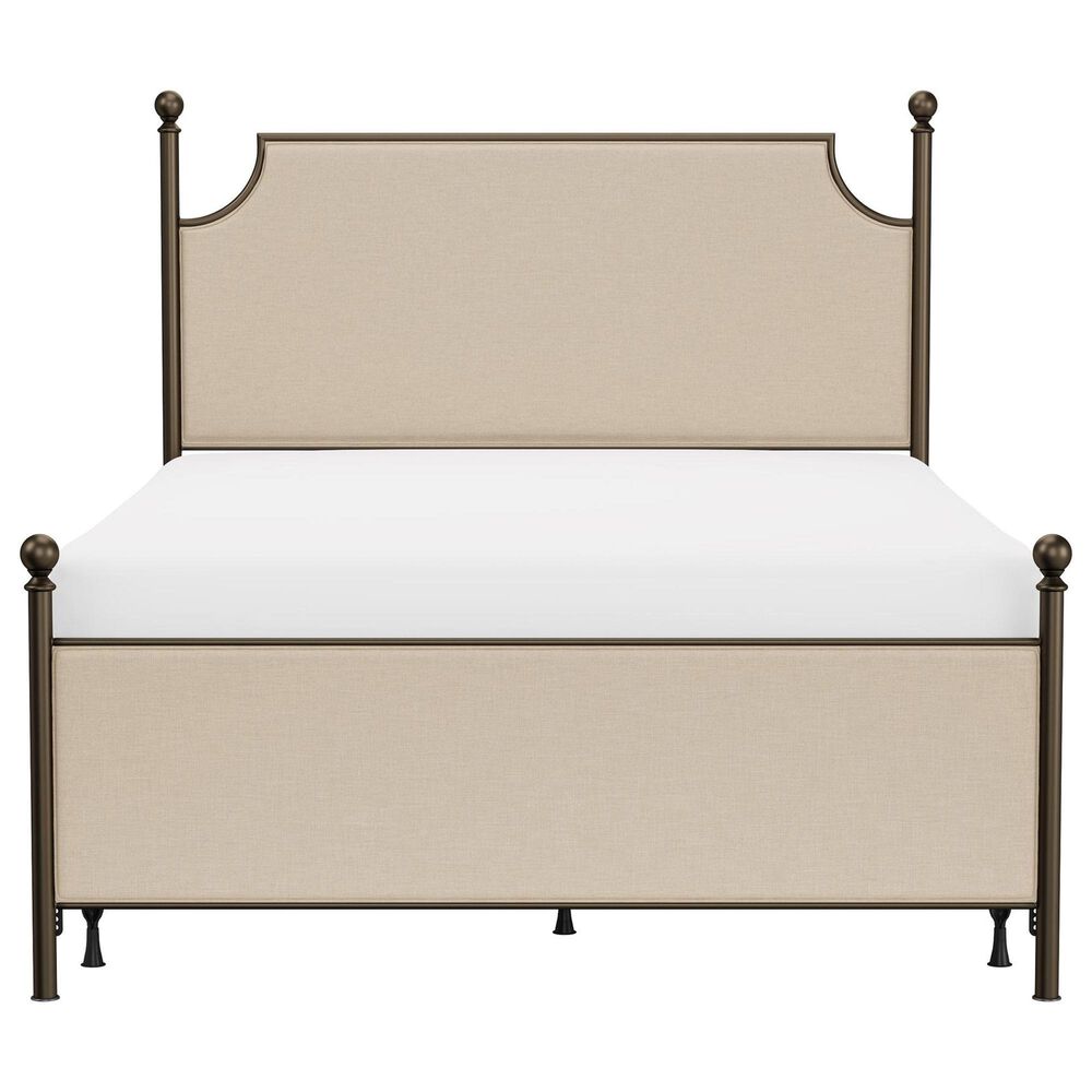 Richlands Furniture McArthur Queen Metal and Upholstered Poster Bed in Brown and Bronze, , large
