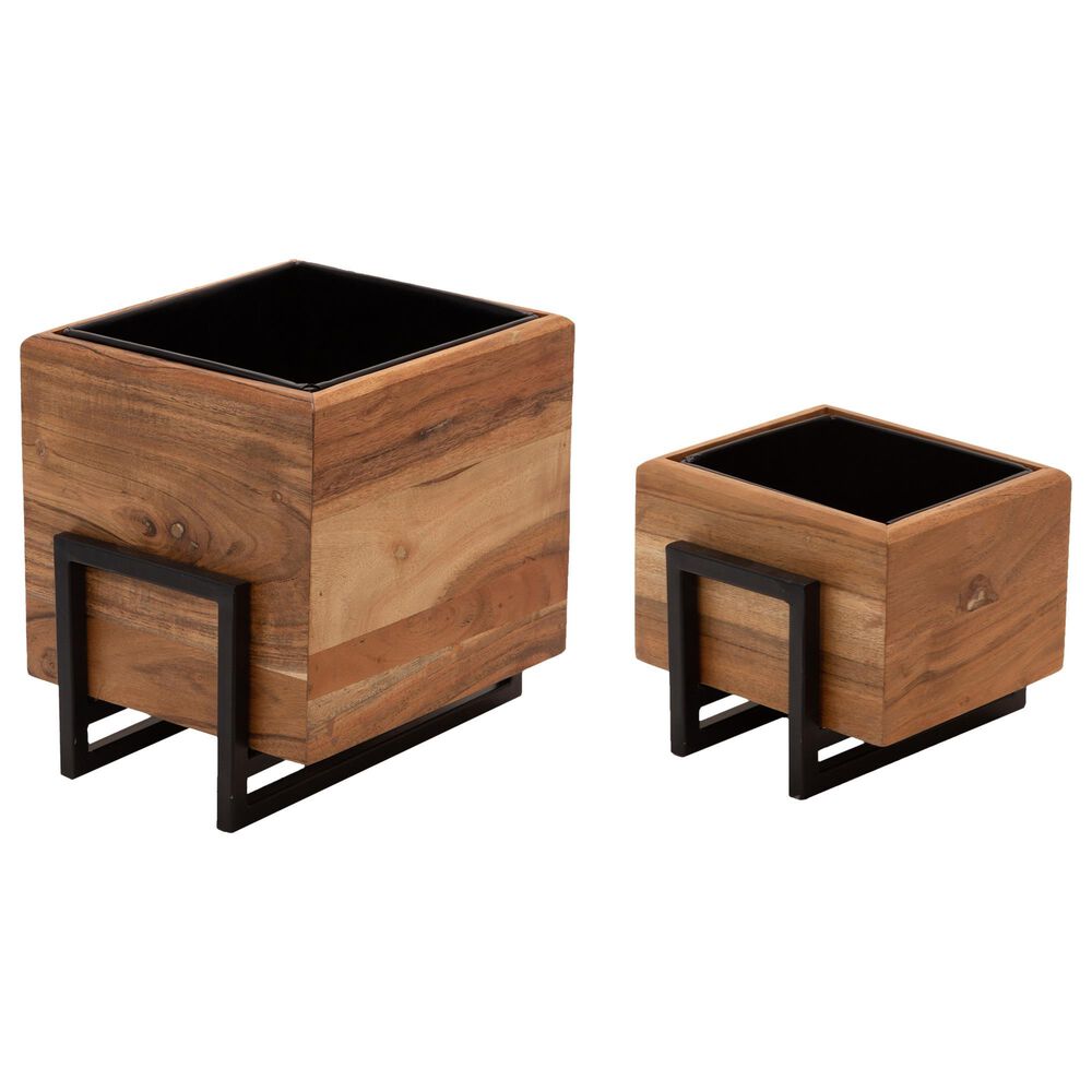 Sagebrook Home Assorted Planter in Brown and Black (Set of 2), , large