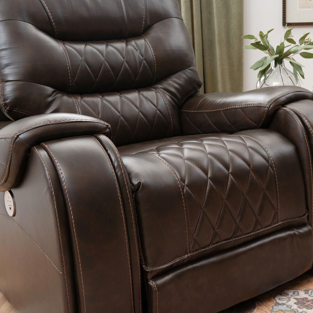 Linon Home Decor Barrett Power Glider Recliner in Rich Brown, , large