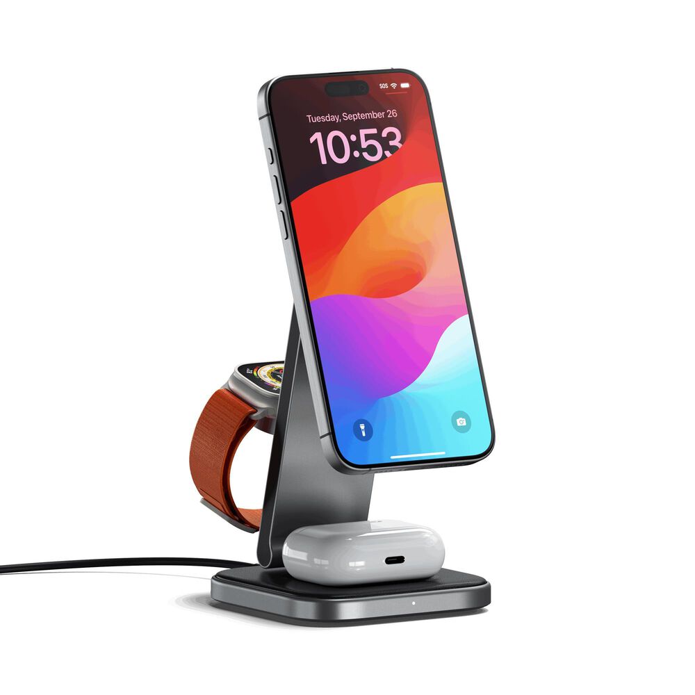 Satechi 3-in-1 Foldable Qi2 Wireless Charging Stand in Space Gray, , large