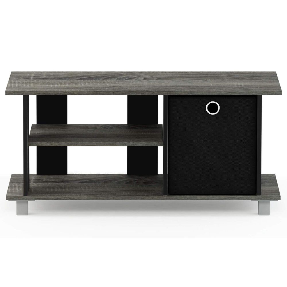 HOMLUX 31.5" Entertainment Center TV Stand with Bin Drawers in French Oak Grey and Black, , large