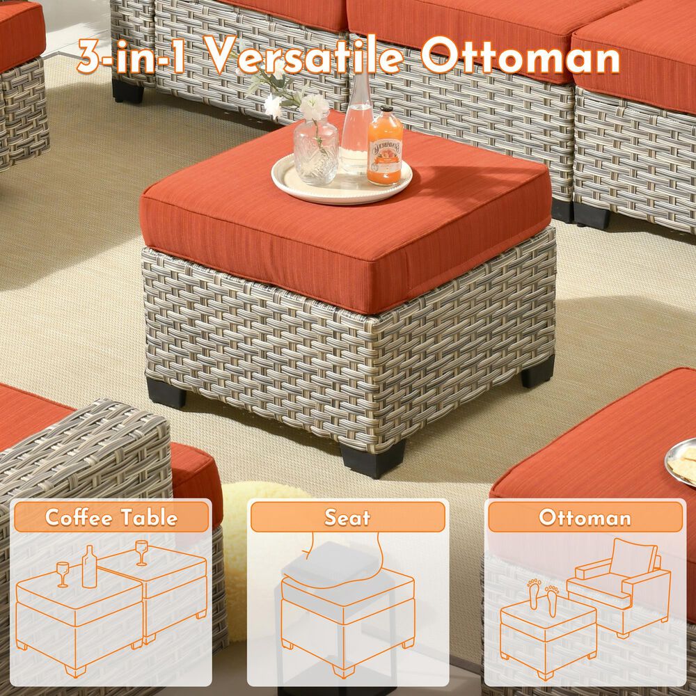 HOMLUX 7-Piece Modular Patio Conversation Set in Orange, , large