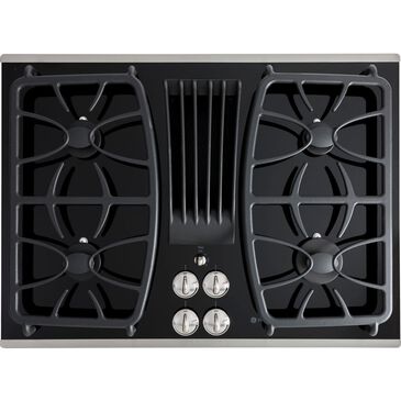 GE Profile 30" Built-In Gas Downdraft Cooktop in Black and Stainless Steel, , large