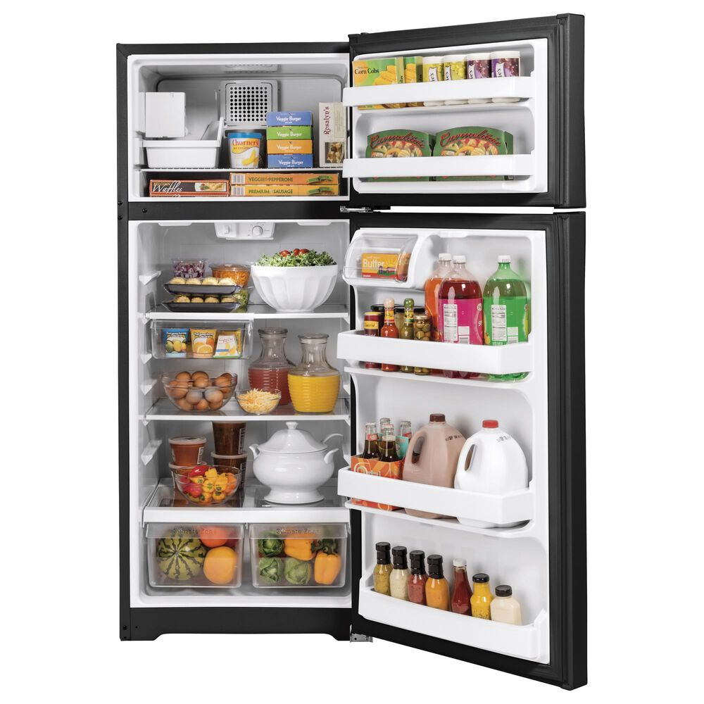 GE Appliances 17.5 Cu. Ft. Energy Star Top-Freezer Refrigerator with LED Lighting in Black, , large
