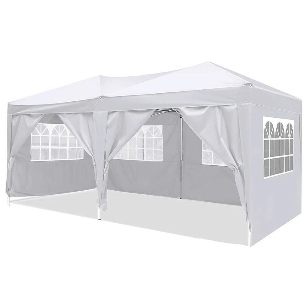 HOMLUX 10" x 20" Outdoor Pop Up Canopy Gazebo for Party in White, , large