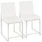Lumisource Fuji Side Chair with White Faux Leather Cushion in Brushed Stainless Steel (Set of 2), , large