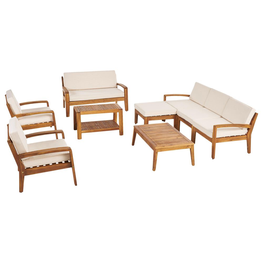 Noble House Grenada 9-Piece Patio Sectional Sofa Set in Beige, , large