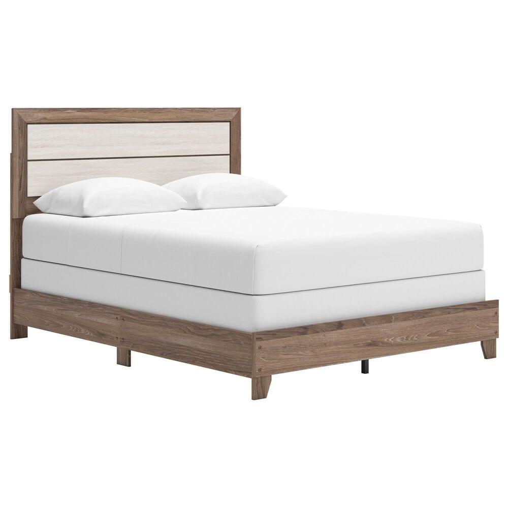 Ashley Sharnari 3-Piece Queen Bedroom Set in Warm Gray, Brown and Antique White Laminate, , large