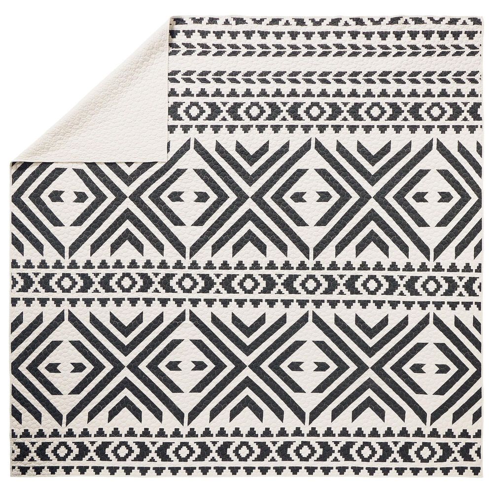 Peking Handicraft Queen Ranch 3-Piece Full/Queen Quilt Set in Black and White, , large