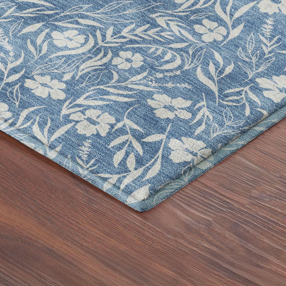 Dalyn Rug Company Soft Essentials Floral Denim 9' x 12' Indoor/Outdoor Area Rug, , large
