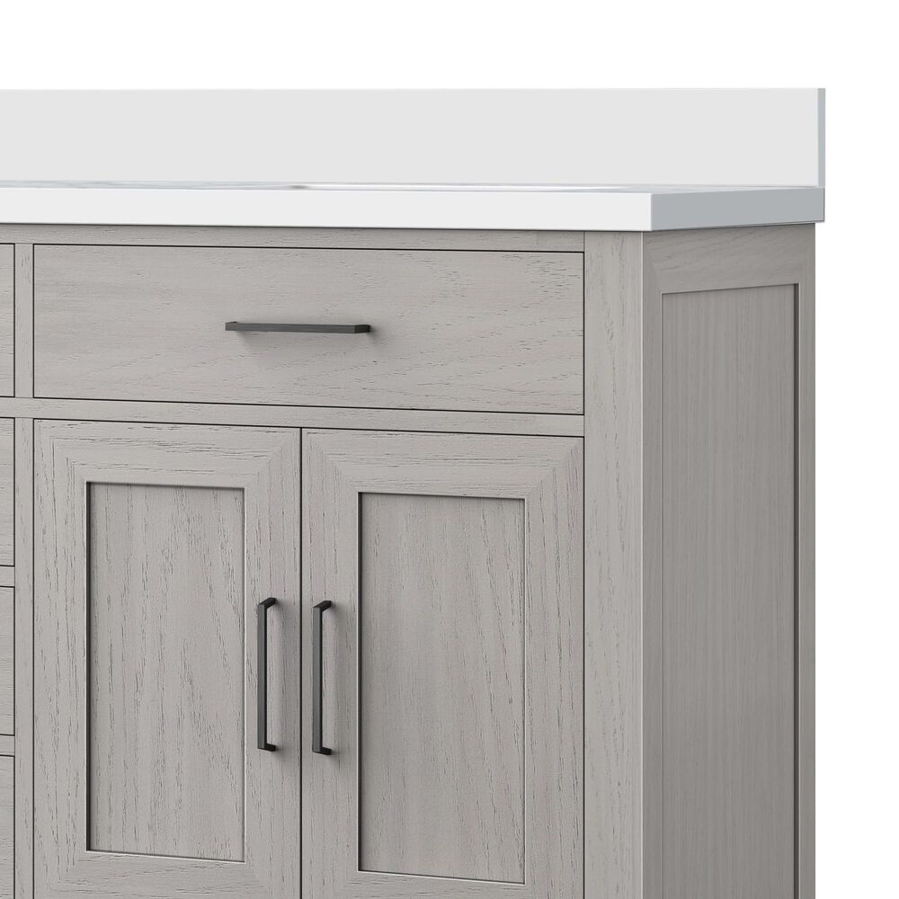 Lexora Home Abbey 72&quot; Double Bathroom Vanity in Grey Oak with 2 cm White Cultured Marble Top, Rectangular Sinks and 34&quot; Mirrors, , large