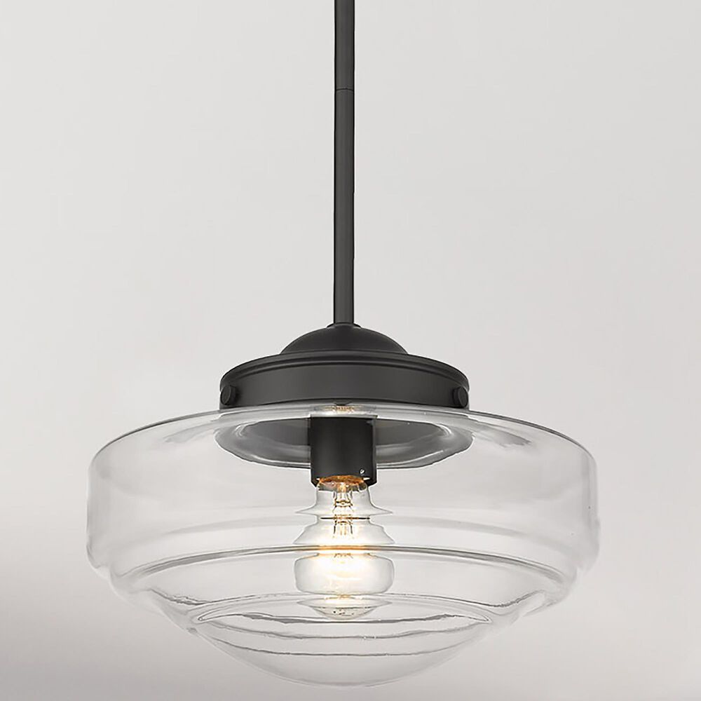 Golden Lighting Ingalls Medium Pendant in Matte Black with Clear Glass, , large